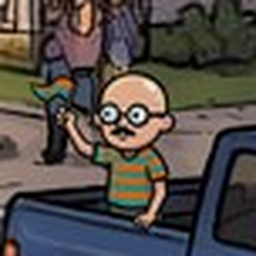 Baldo — Waving a welcome flag from a pickup truck